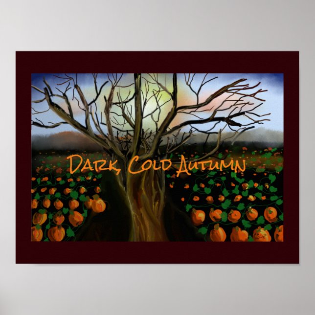 Dark Brown Cold Feelings Acrylic Painting Autumn Poster (Front)