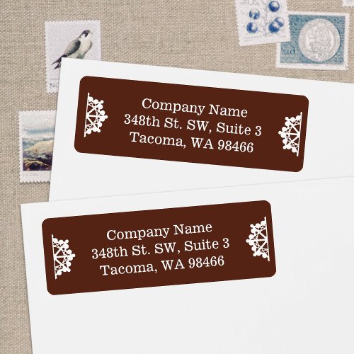Dark Brown Company Holiday Mailing Address Label