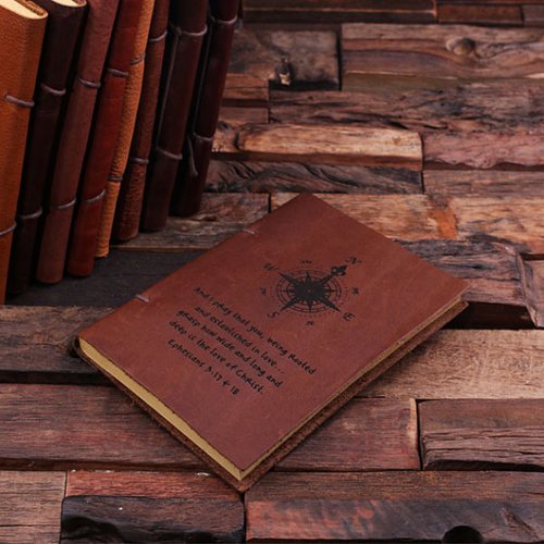 Dark Brown Compass Genuine Leather Travel Journal