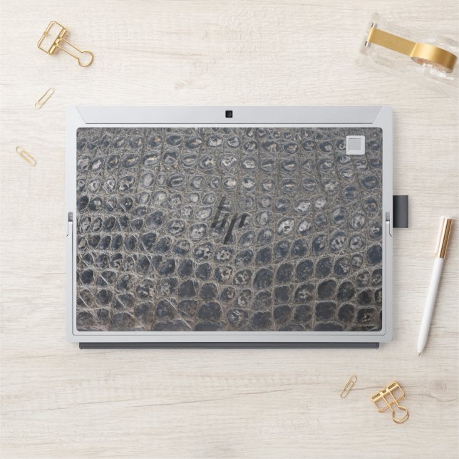  Dark Brown Crocodile Leather Texture Design HP Laptop Skin (Desk)