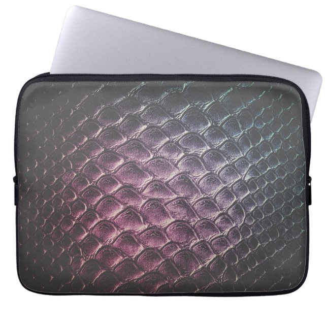  Dark Brown Crocodile Leather Texture Design Laptop Sleeve (Front)