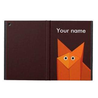 Dark Brown Cute Origami Fox Personalized Folio iPad Air Cover