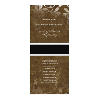 Dark Brown Damask Anniversary Party Invitation