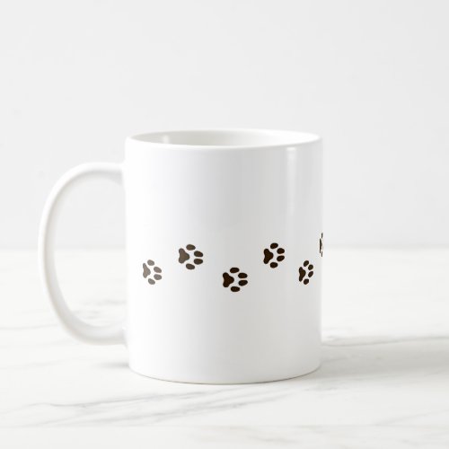 Dark Brown Dog Paw Prints Canine Tracks Coffee Mug