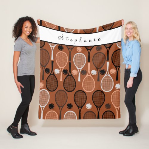 Dark Brown Elegant Classy Personalized Tennis Ball Fleece Blanket