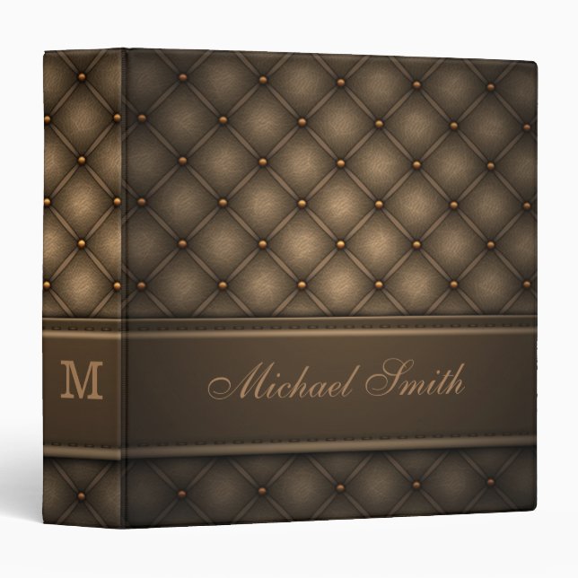 Dark Brown Elegant Leather 3 Ring Binder (Front/Spine)