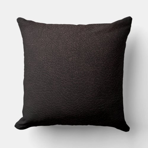 Dark Brown Elegant Leather Look Throw Pillow