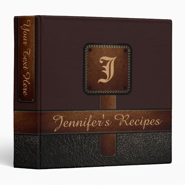 Dark Brown Elegant Recipe Leather Look Binder (Front/Spine)