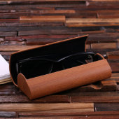 Dark Brown Engraved Laminated Wooden Glasses Case (Inside)