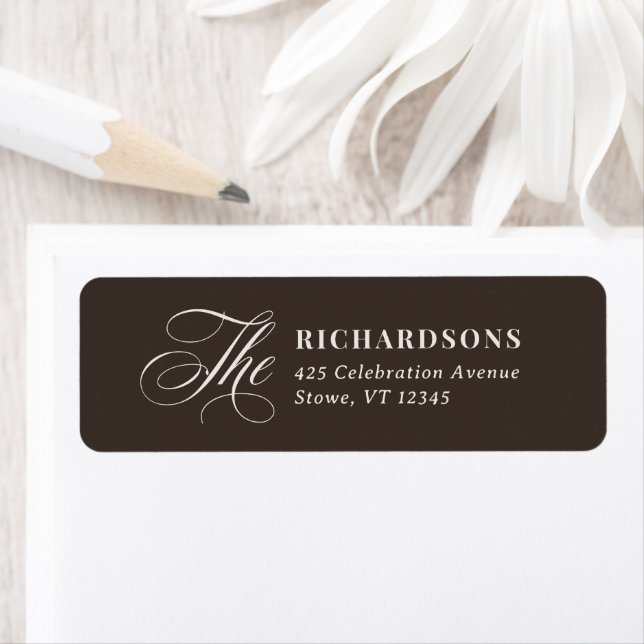 Dark Brown Espresso Calligraphy | Return Address Label (Insitu)