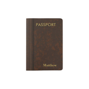 Dark Brown Faux Leather Passport Holder