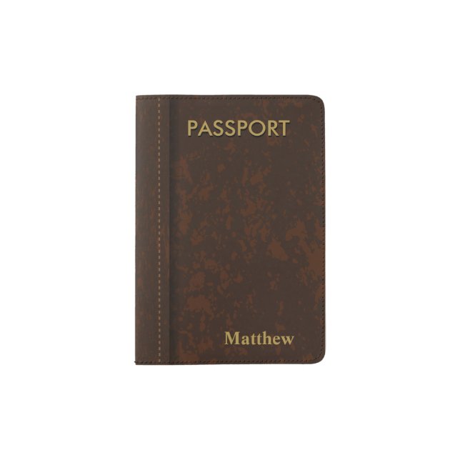 Dark Brown Faux Leather Passport Holder (Front)