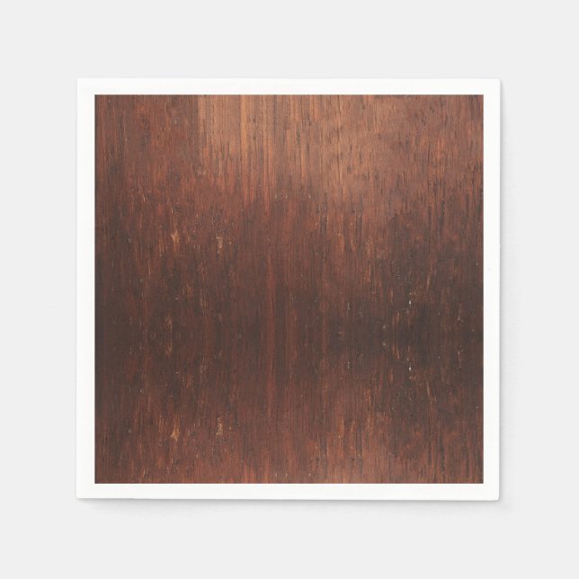 Dark Brown Faux Wood Paper Napkins (Front)