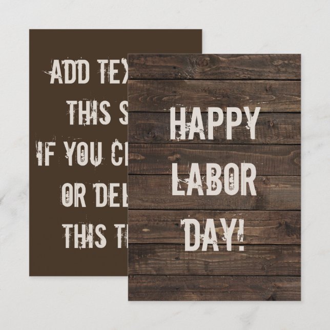Dark Brown Faux Wood Planks | Happy Labor Day! Card (Front/Back)