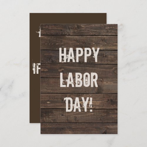 Dark Brown Faux Wood Planks  Happy Labor Day Card
