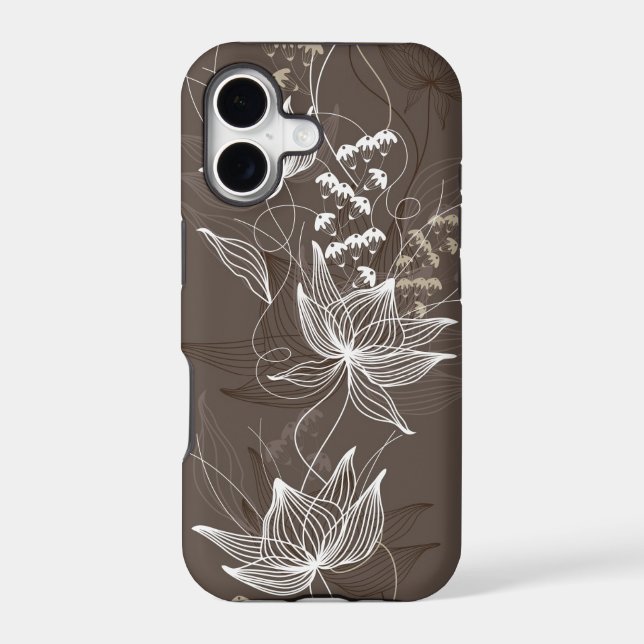 Dark Brown Floral Pattern Iphone Case (Back)