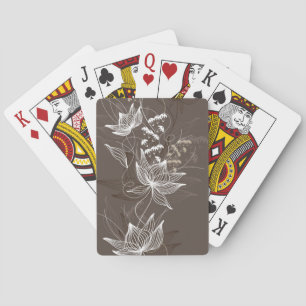 Dark Brown Floral Pattern Poker Cards