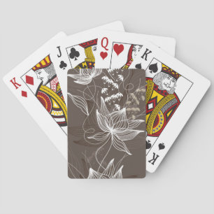 Dark Brown Floral Pattern Poker Cards