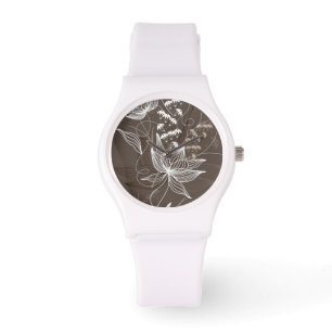 Dark Brown Floral Pattern Watch