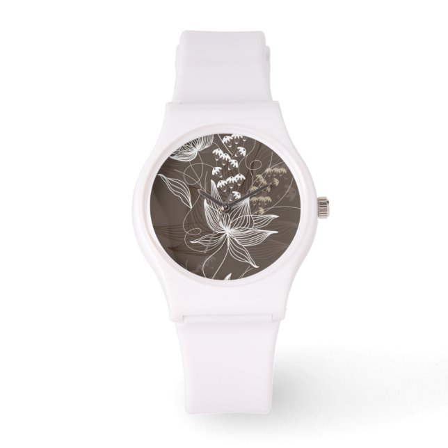 Dark Brown Floral Pattern Watch (Front)