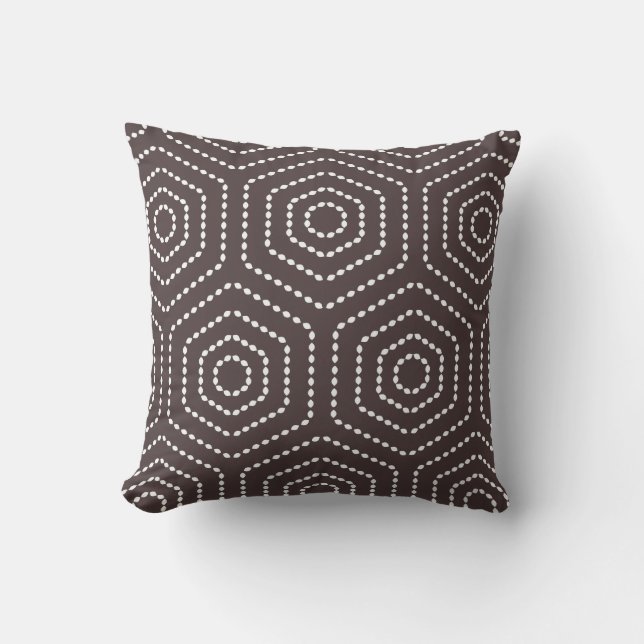 Dark Brown Geometric Pattern Pillow (Front)