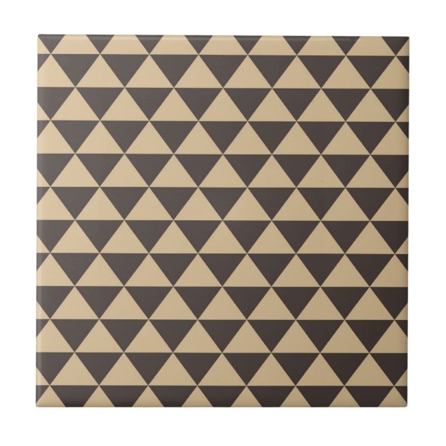 Dark Brown Geometric Triangle Pattern Ceramic Tile (Front)