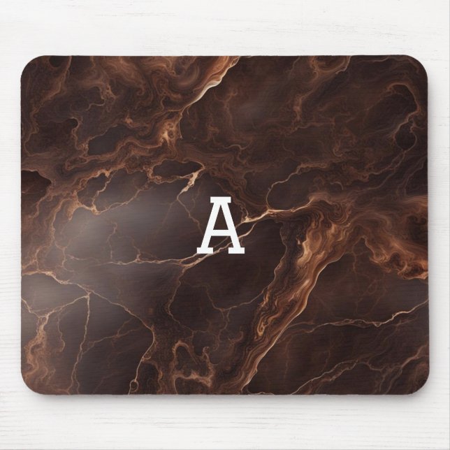 Dark Brown Glazed Marble Mouse Pad (Front)