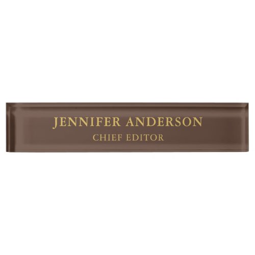 Dark Brown  Gold Color Professional Modern Plain Desk Name Plate