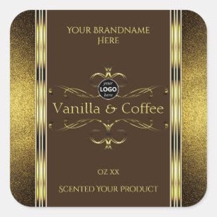 Dark Brown Gold Glitter Borders Product Label Logo
