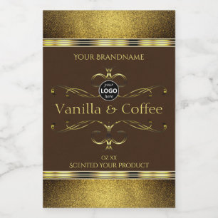 Dark Brown Gold Glitter Borders Product Label Logo