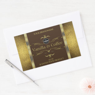 Dark Brown Gold Glitter Borders Product Label Logo