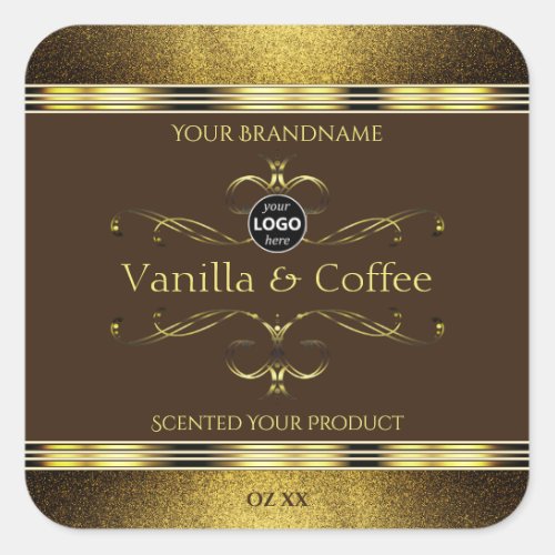 Dark Brown Gold Glitter Borders Product Label Logo
