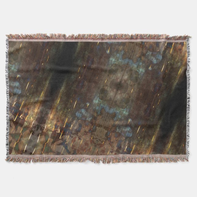 Dark Brown Gray Blue Throw Blanket (Front)