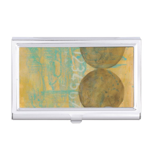 Dark Brown & Grey Circles with Numbers Numbers Case For Business Cards (Front)