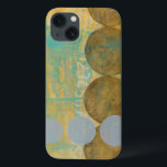Dark Brown & Grey Circles with Numbers Numbers iPhone 13 Case<br><div class="desc">Dark brown and grey circles populate this work by Jennifer Goldberger,  set over an orange and blue background. Grey Numbers are also printed on the background. An enjoyably abstract work,  order your copy today!</div>