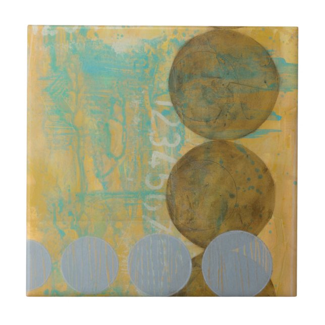 Dark Brown & Grey Circles with Numbers Numbers Ceramic Tile (Front)