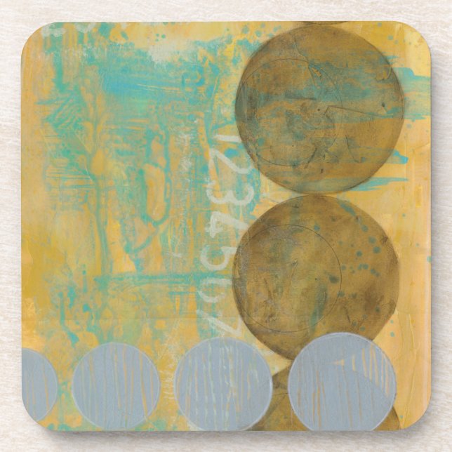 Dark Brown & Grey Circles with Numbers Numbers Drink Coaster (Front)