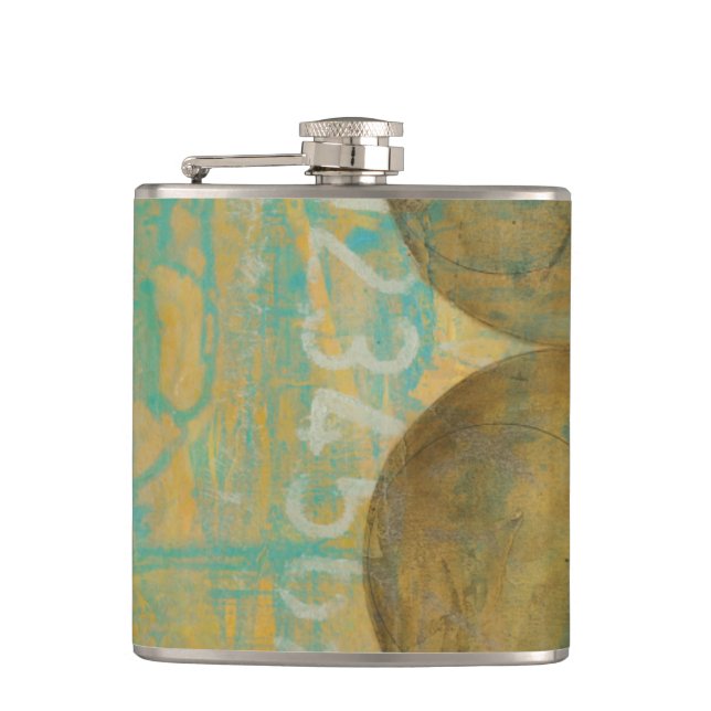 Dark Brown & Grey Circles with Numbers Numbers Hip Flask (Front)