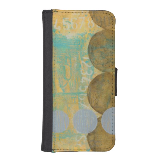 Dark Brown & Grey Circles with Numbers Numbers iPhone Wallet Case (Front)