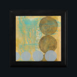 Dark Brown & Grey Circles with Numbers Numbers Jewelry Box<br><div class="desc">Dark brown and grey circles populate this work by Jennifer Goldberger,  set over an orange and blue background. Grey Numbers are also printed on the background. An enjoyably abstract work,  order your copy today!</div>