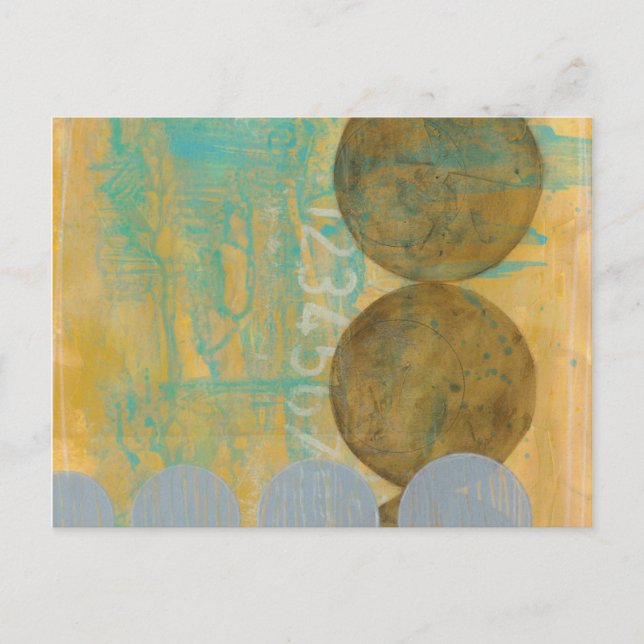 Dark Brown & Grey Circles with Numbers Numbers Postcard (Front)