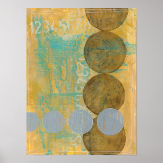 Dark Brown & Grey Circles with Numbers Numbers Poster (Front)