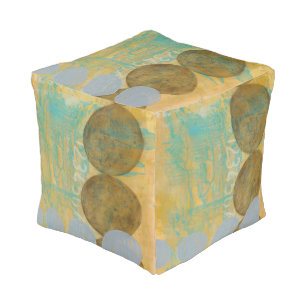 Dark Brown & Grey Circles with Numbers Numbers Pouf