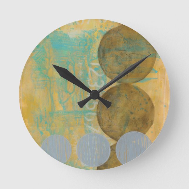 Dark Brown & Grey Circles with Numbers Numbers Round Clock (Front)