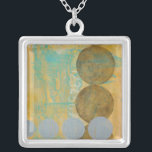 Dark Brown & Grey Circles with Numbers Numbers Silver Plated Necklace<br><div class="desc">Dark brown and grey circles populate this work by Jennifer Goldberger,  set over an orange and blue background. Grey Numbers are also printed on the background. An enjoyably abstract work,  order your copy today!</div>