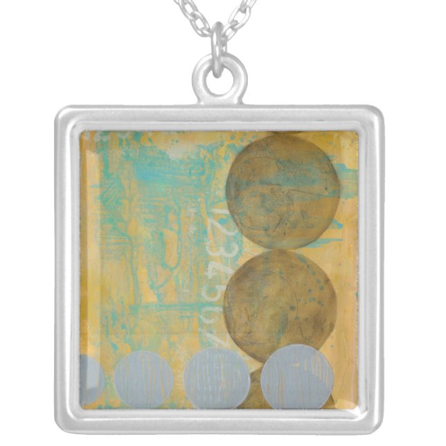 Dark Brown & Grey Circles with Numbers Numbers Silver Plated Necklace (Front)