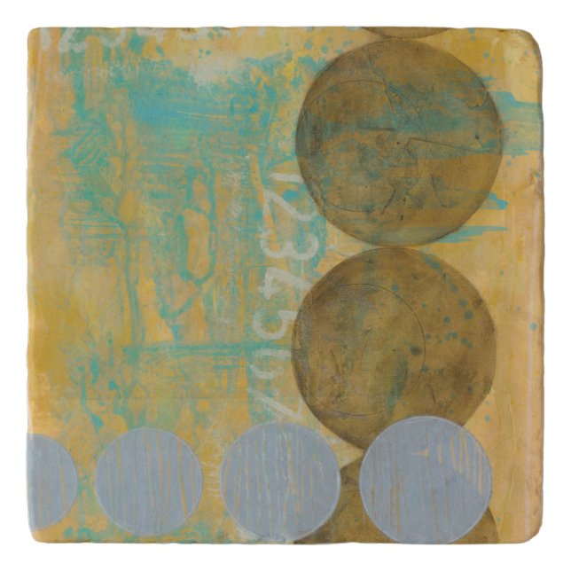 Dark Brown & Grey Circles with Numbers Numbers Trivet (Front)