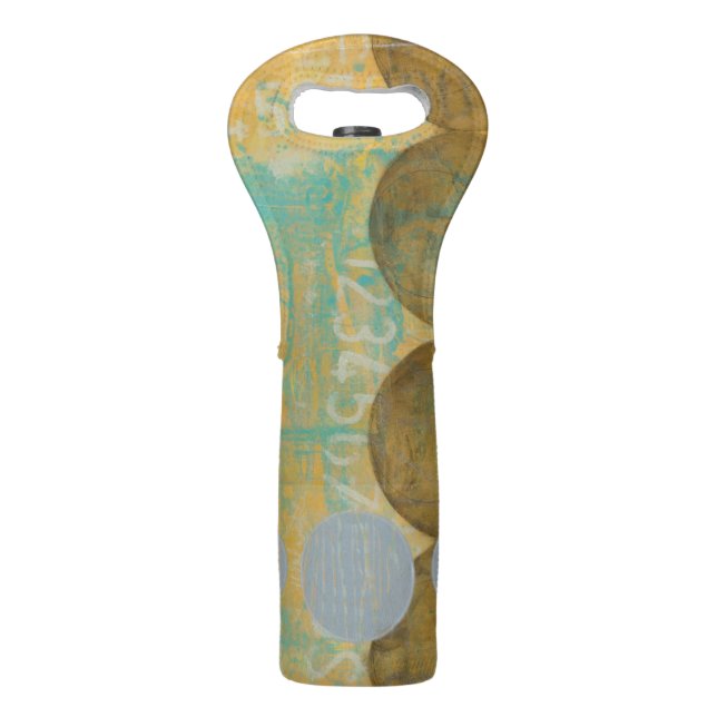 Dark Brown & Grey Circles with Numbers Numbers Wine Bag (Back)