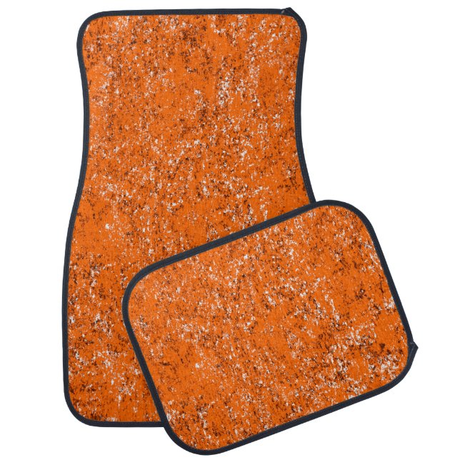 Dark brown grunge background. Black white orange o Car Floor Mat (Set)