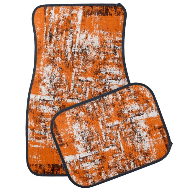 Dark brown grunge background. Black white orange o Car Floor Mat (Set)